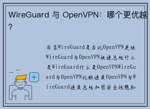 WireGuard 与 OpenVPN：哪个更优越？ 